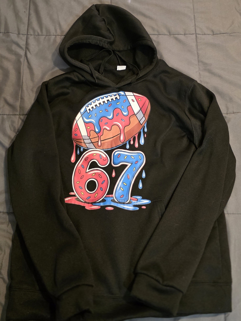 Boys Black Graphic Hoodie with Colorful